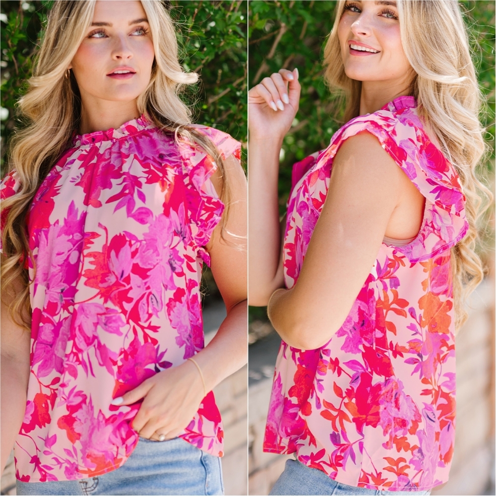Floral Finesse Cap Sleeve Top